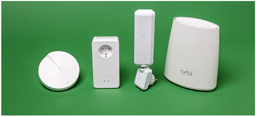 mesh-systeem repeater node wifi mesh draadloze verbinding netwerk Orbi stopcontact verlengsnoer